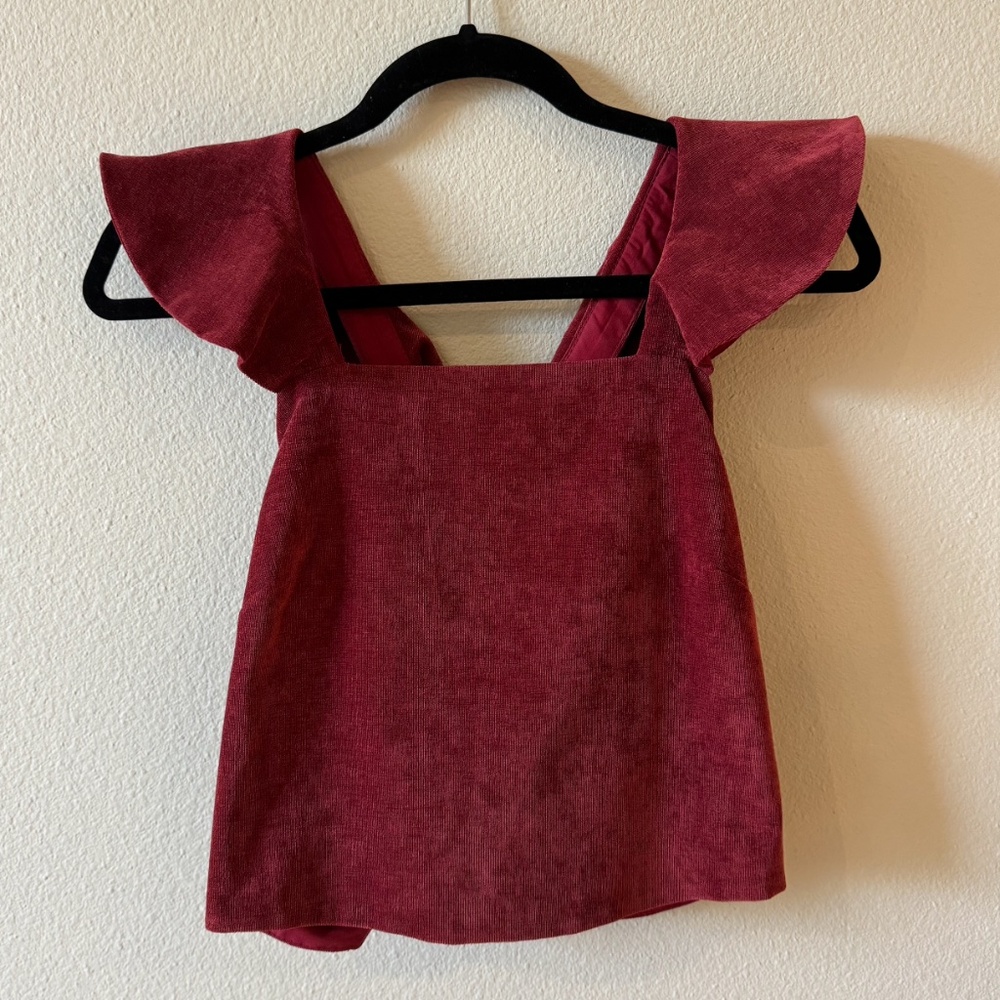 English Factory Velvet Ruffle Blouse